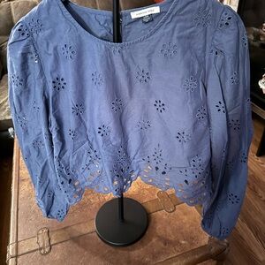 American Eagle Women's Eyelet Top - Blue